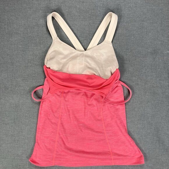 Lululemon Tank Top Women 4 Coral Run For Gold Built In Bra Athletic Run Yoga Gym - Picture 11 of 13